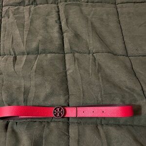 Tory Burch Cherry Red Leather Belt